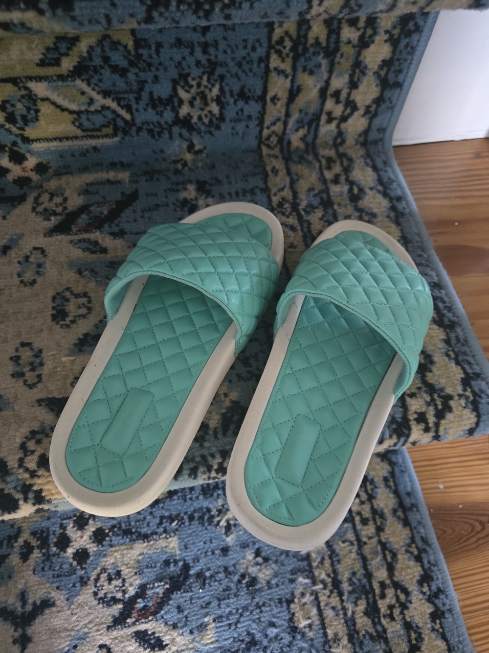 APL Quilted Slide Sandals in Teal